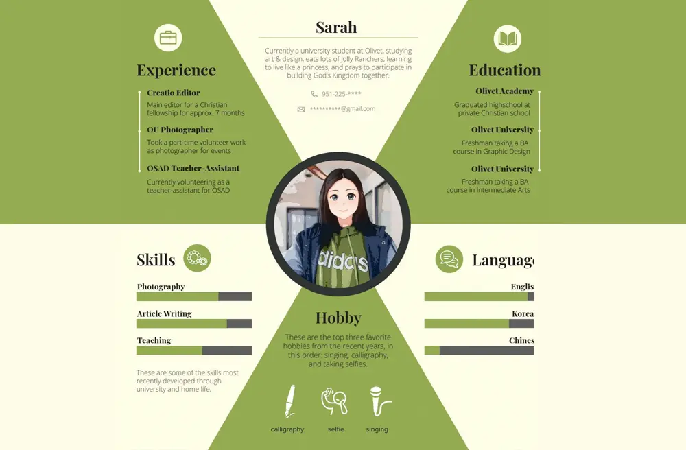 Olivet Design School Freshmen Create Personal Profile Infographics